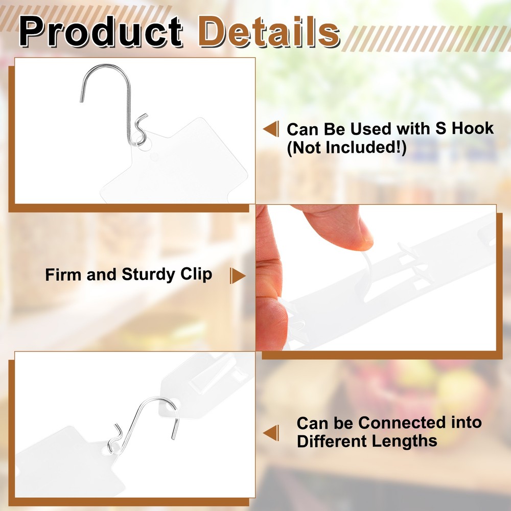 10Pcs Hanging Merchandise Strips, 18.5" Display Rack Stand, Clear