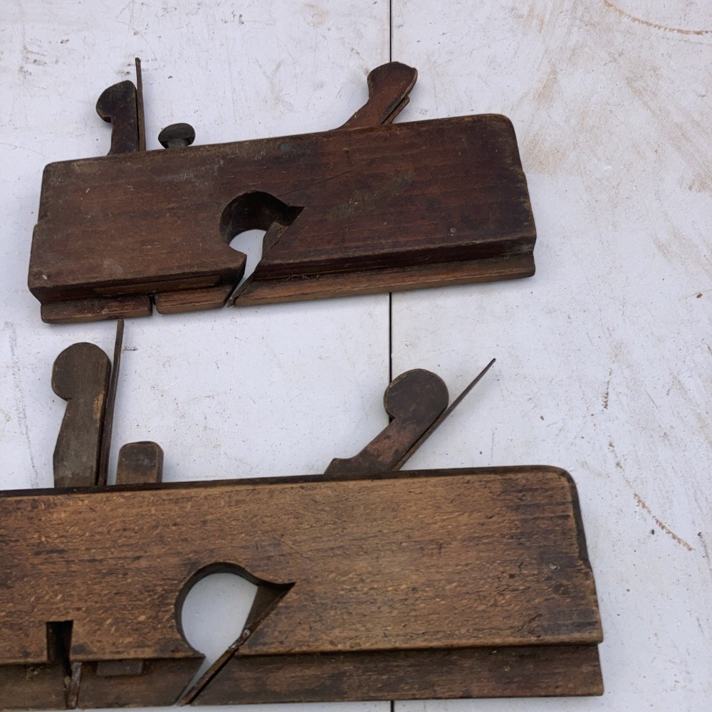 Wooden planes x 2 - both with 2 cutters