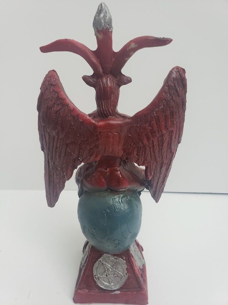 Templar Sabbatic Demon Satan Color Red Size 9"X5" Goat Baphomet Statue Devil