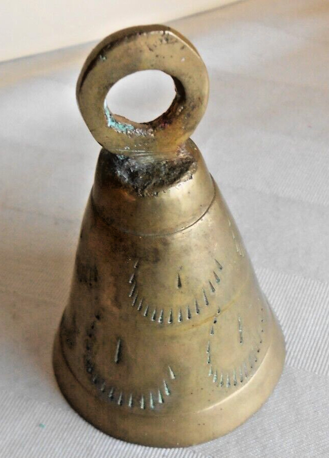 Brass Bell Etched 3" Height 2" Diam. at Base