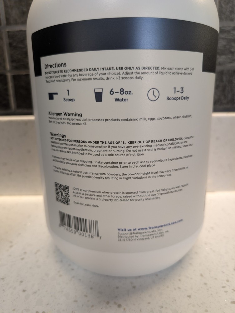 Transparent Labs 100 Grass Fed Whey Protein Isolate 30 Servings Chocolate