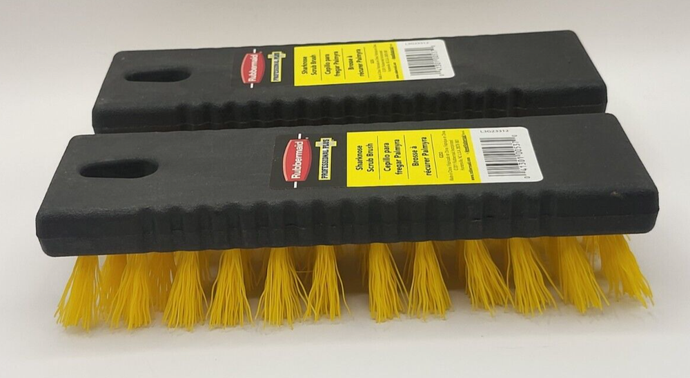 Rubbermaid Sharknose Scrub Brush Pro Plus Cleaning Flat Handle Palmyra 2 PACK