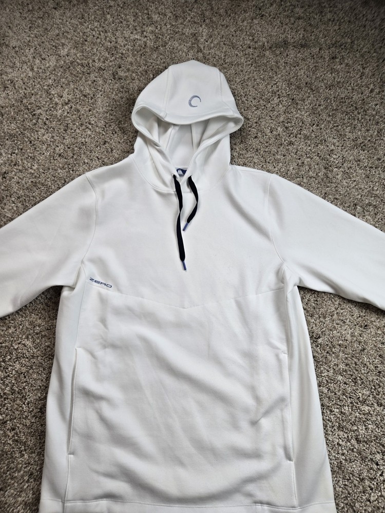 Zero Restriction Golf Hoodie Mens Small White Pullover Fleece Sweatshirt