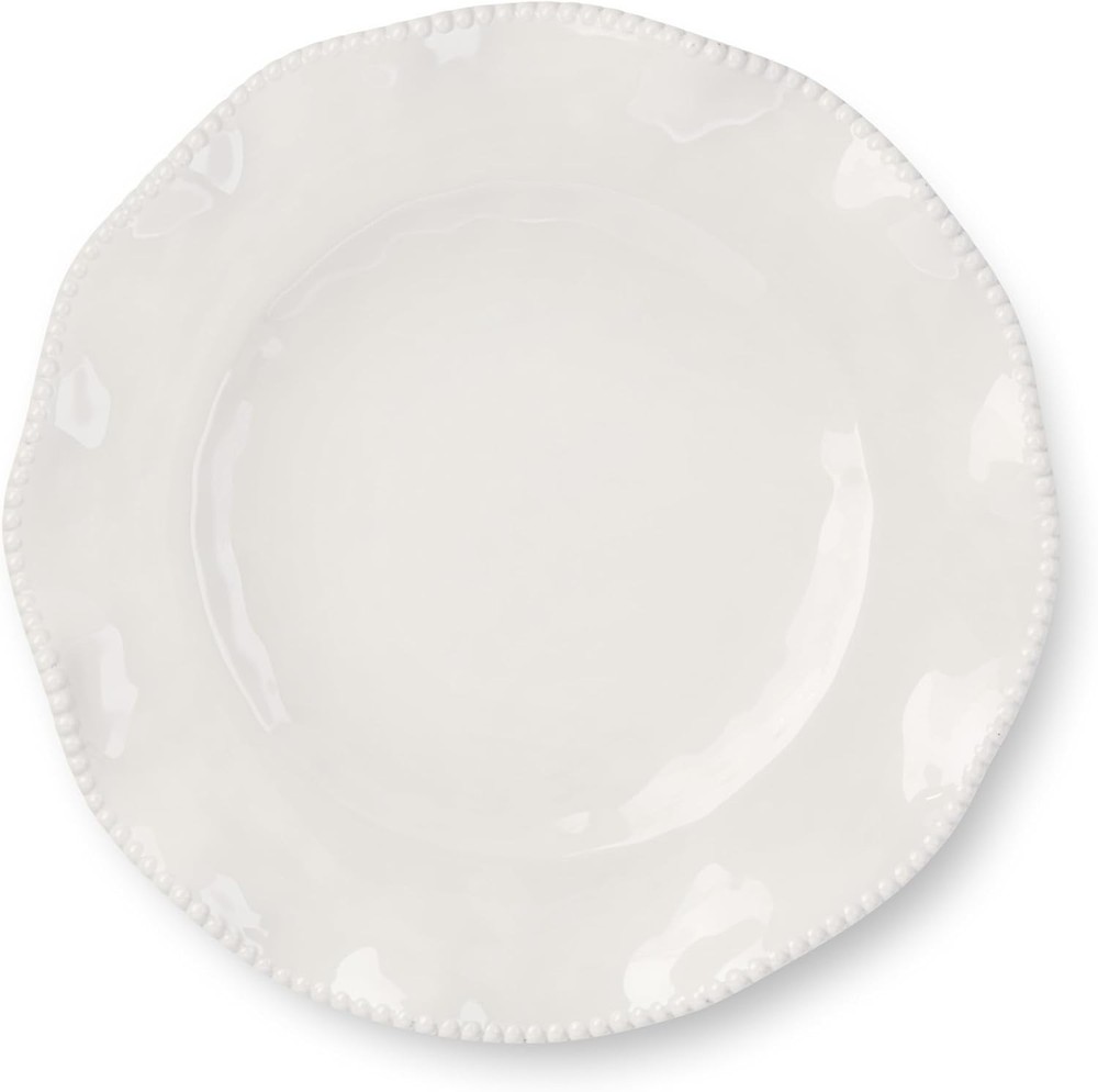 Perlette Off-White Beaded 12-Piece Dinnerware Set – Includes 4 Dinner Plates,