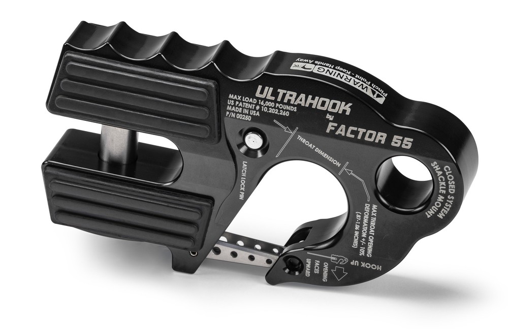 Factor-55 00250-04 ULTRAHOOK Winch HOOK w/SHACKLE Mount BLACK