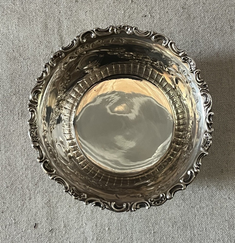 Gorham Sterling Floral Garland Candy Dish Monogram