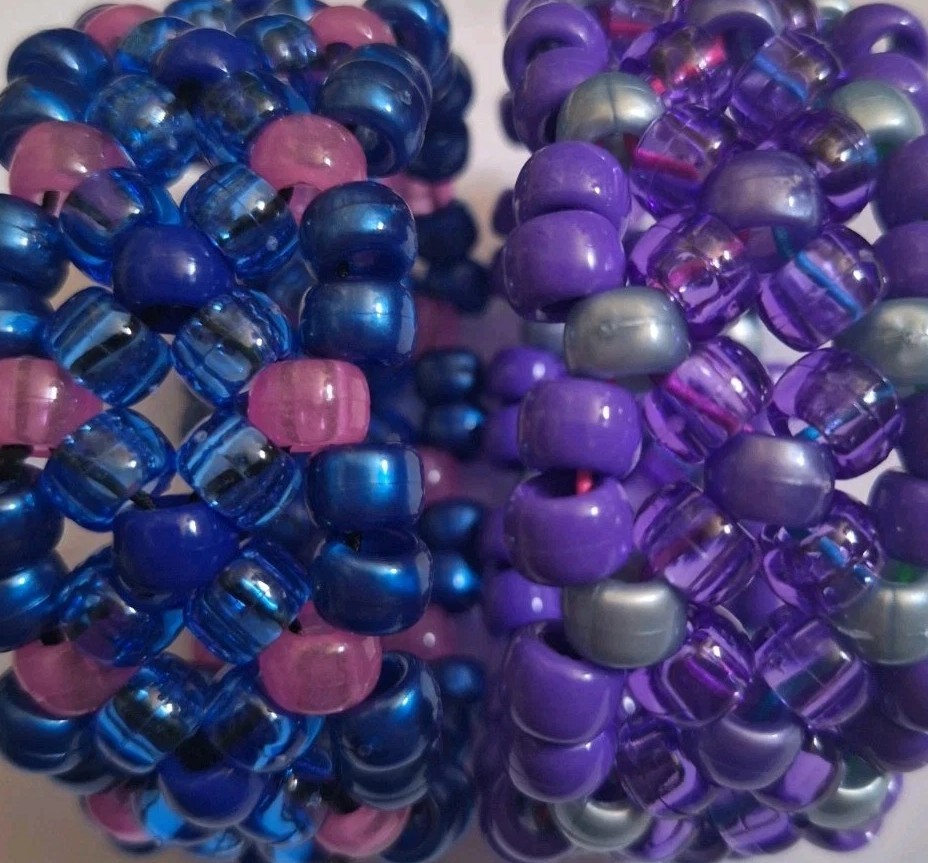 2 Kandi Cuff Pony Bead Bracelets X Base Pattern Kids, Adults Or Gift
