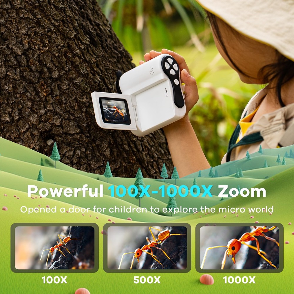 HP60 IPS Microscope for Kids: [Auto On & Off] [3-in-1] 2" Portable Handheld M...