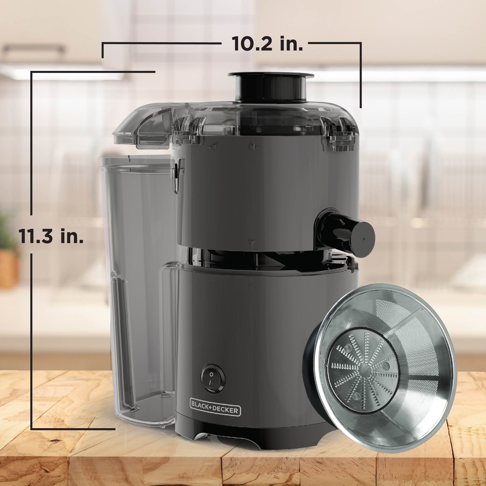 BLACK+DECKER Fruit & Vegetable Juicer Extractor, 400-Watt, Quiet, Black Plastic
