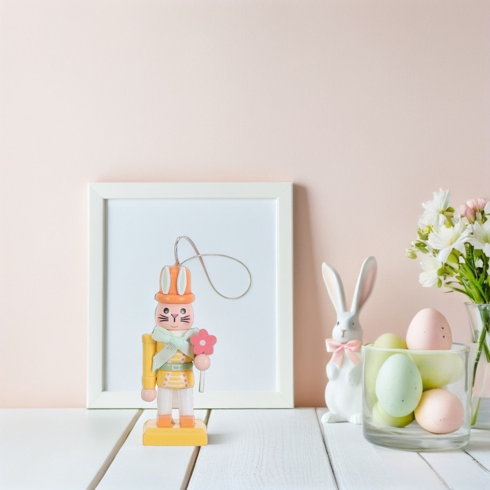 4 Pcs Easter Bunny Decor Nutcracker Soldier Puppet Home Standing Figurine