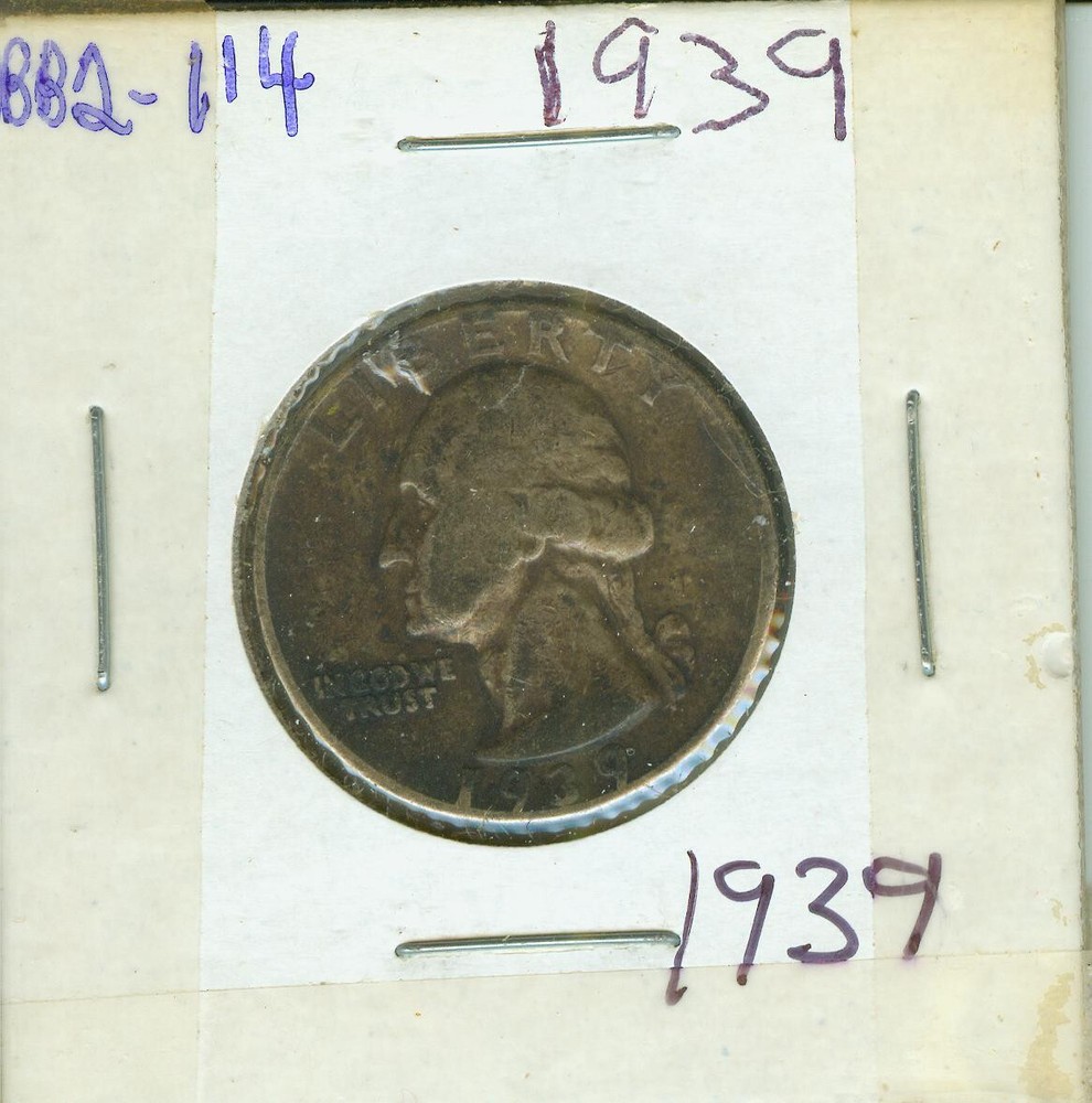 1939 Washington Quarter 90% Silver 