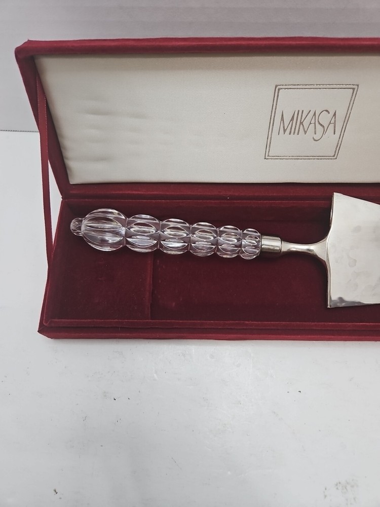 Mikasa Austria Silver Plate Cake Server With Crystal Handle In Display Box
