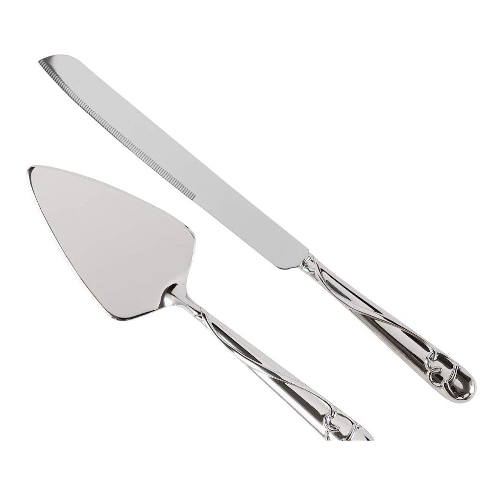 Silver Plated Wedding Cake Serving Set Graceful Heart Hortense Hewitt