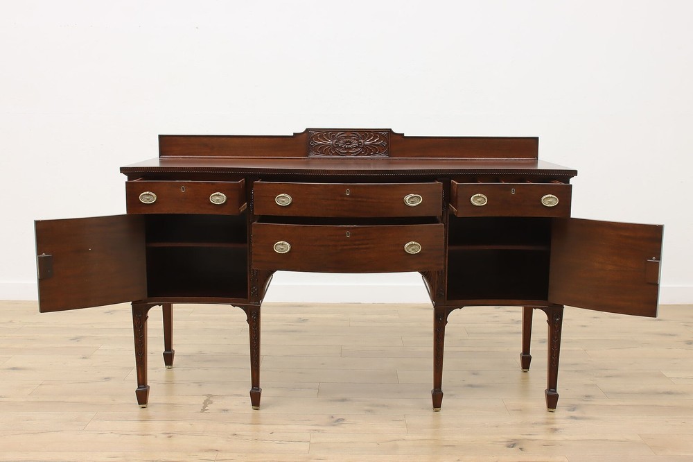 Hepplewhite Antique Carved Mahogany Buffet Server Sideboard #55896