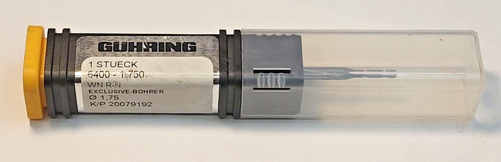 GUHRING 1.75mm 4xDia shank, Micro Precision Carbide Drill Bit.
