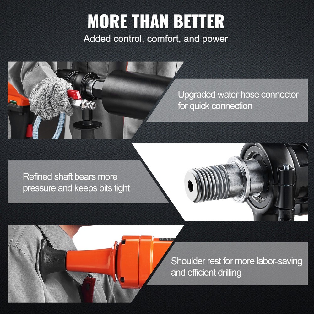 Diamond Core Drill Machine Handheld Concrete Core Drill Rig 4in Bit 1500W