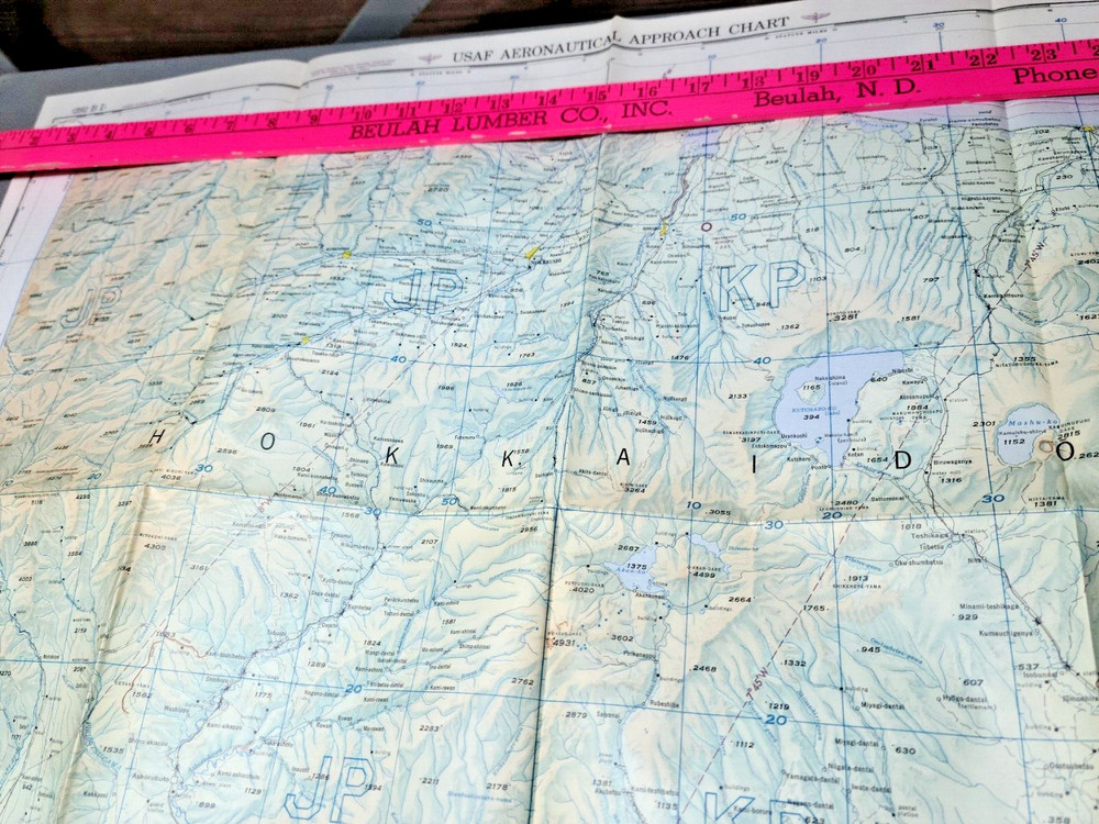 1952 Bihoro Japan Aviation Aeronautical Chart Map-Obsolete
