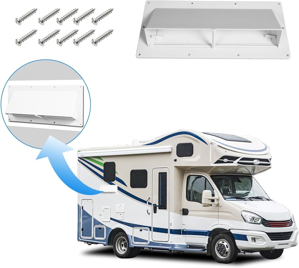 RV Vent Cover - Camper Exhaust Vent with Locking Damper White
