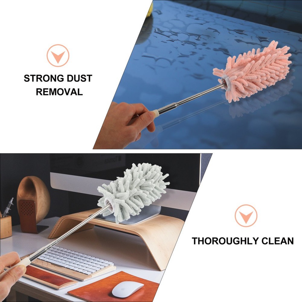 2 Pcs Bendable Telescopic Chenille Duster Mops for Hands Cleaning