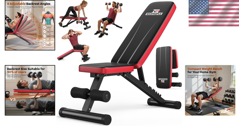 Compact Weight Bench for Home Gym, 660lbs Capacity