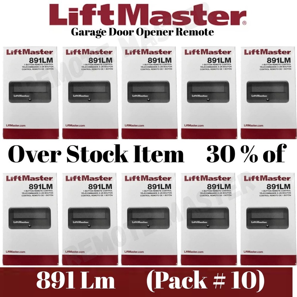 891LM LiftMaster 1 Button Remote Control Garage Opener Security+2.0 (Pack # 10)