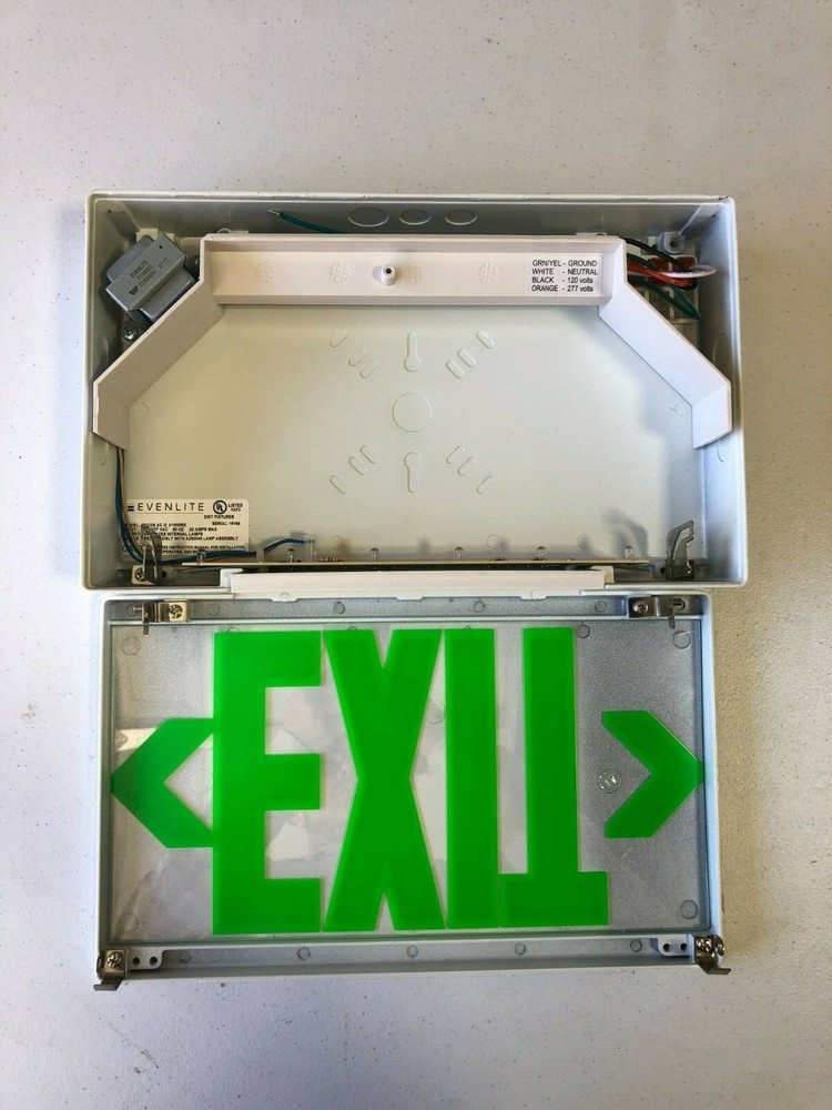 EVENLITE Exit Sign LED with Green Letters CCDSACG01WWRE