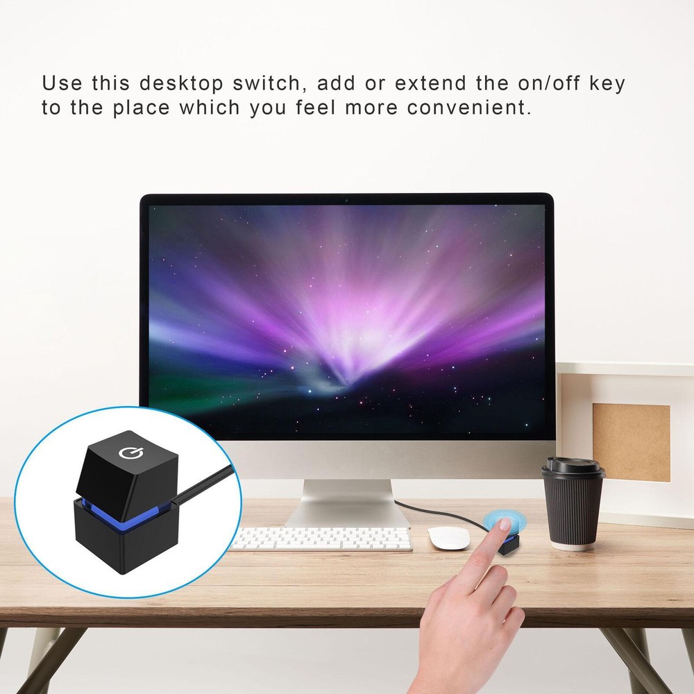 LED Computer Desktop Switch PC Motherboard External Power On/Off Button Cable m