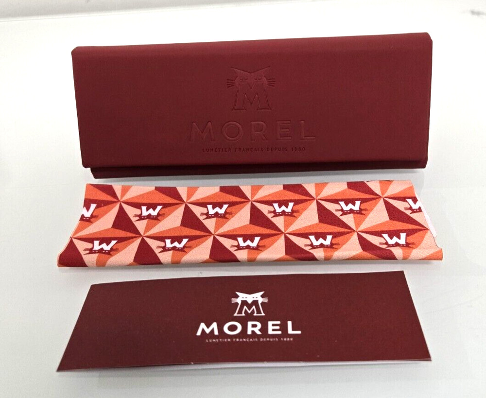 NEW! MOREL Foldable Triangle Eyeglasses Case w/ Branded Cloth -Wine Red