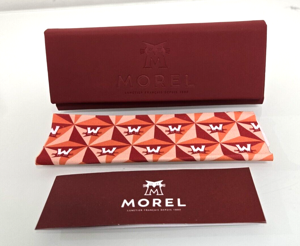 NEW! MOREL Foldable Triangle Eyeglasses Case w/ Branded Cloth -Wine Red