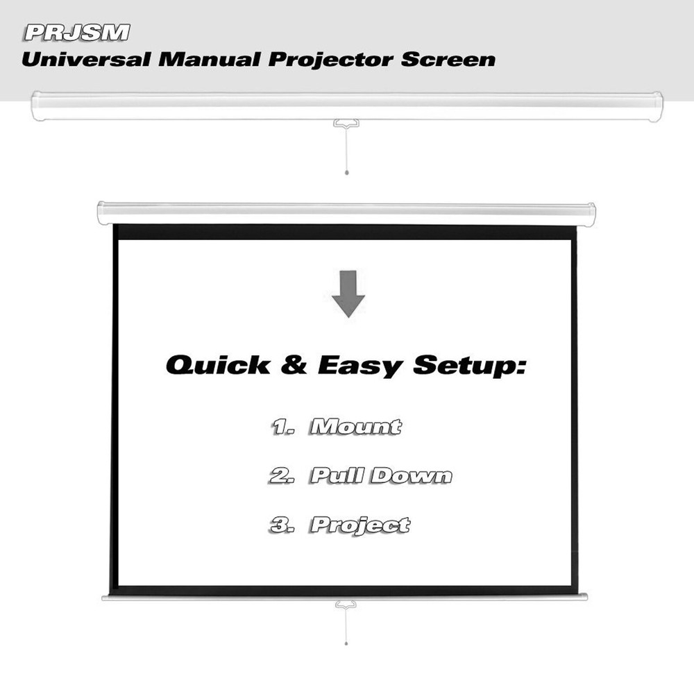 New PRJSM9406 84" Roll & Pull Down Manual Projection Screen (50.3"x67.3") White