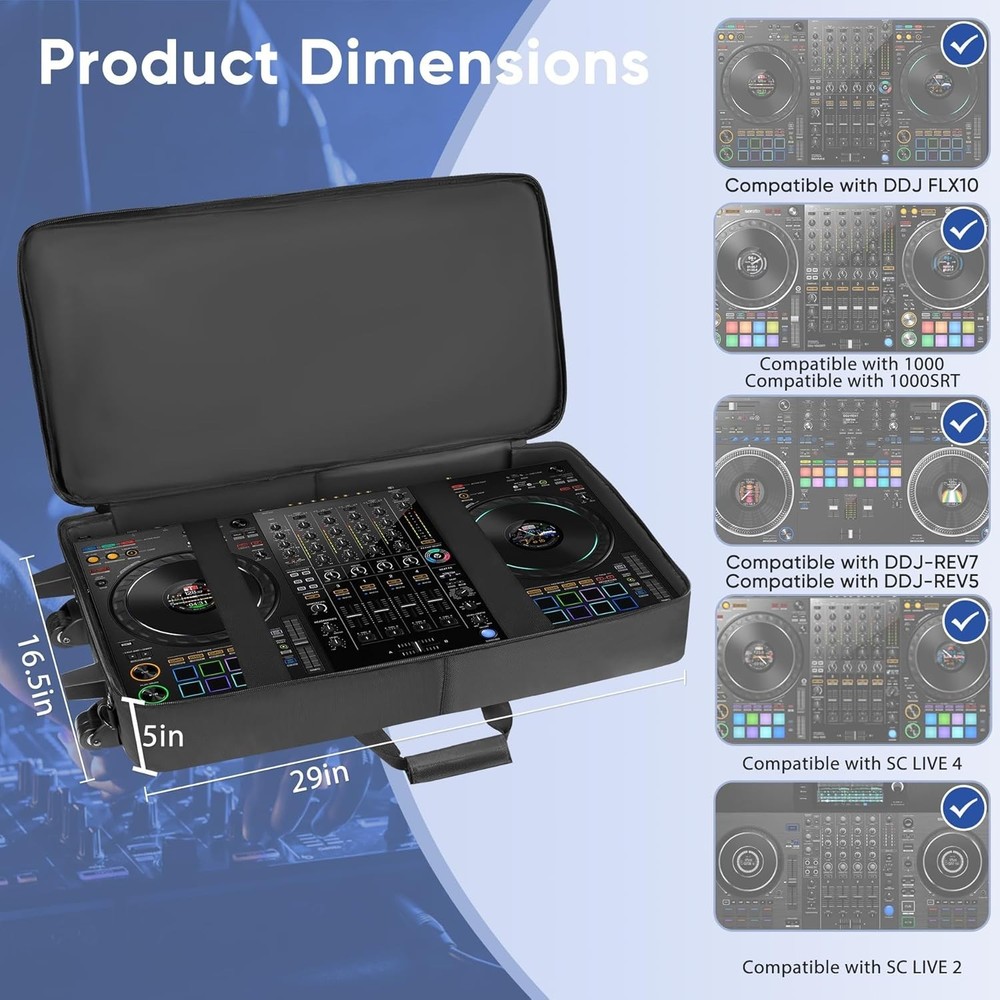 DJ Controller Case with Wheels Compatible with DDJ FLX10 / 1000 / 1000SRT ...