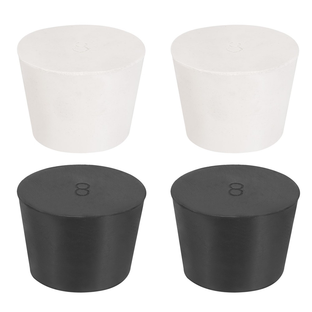 4 Pcs Solid Rubber Stopper Size 8#-42mm x 33mm - 30mm Long, Black/White