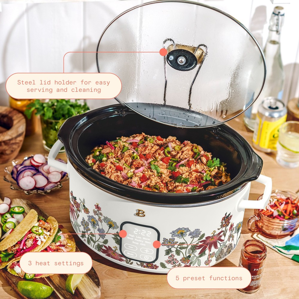 Beautiful 6 Qt Programmable Slow Cooker, Five Preset Functions, Digital Timer,