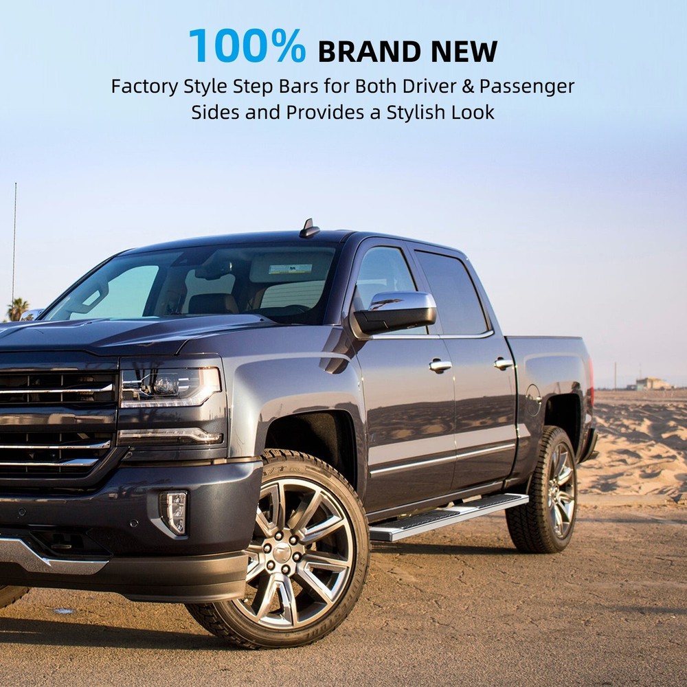 for 2007-2018 Silverado Double/Extended Cab 6" Running Boards Side Step Bars S/S