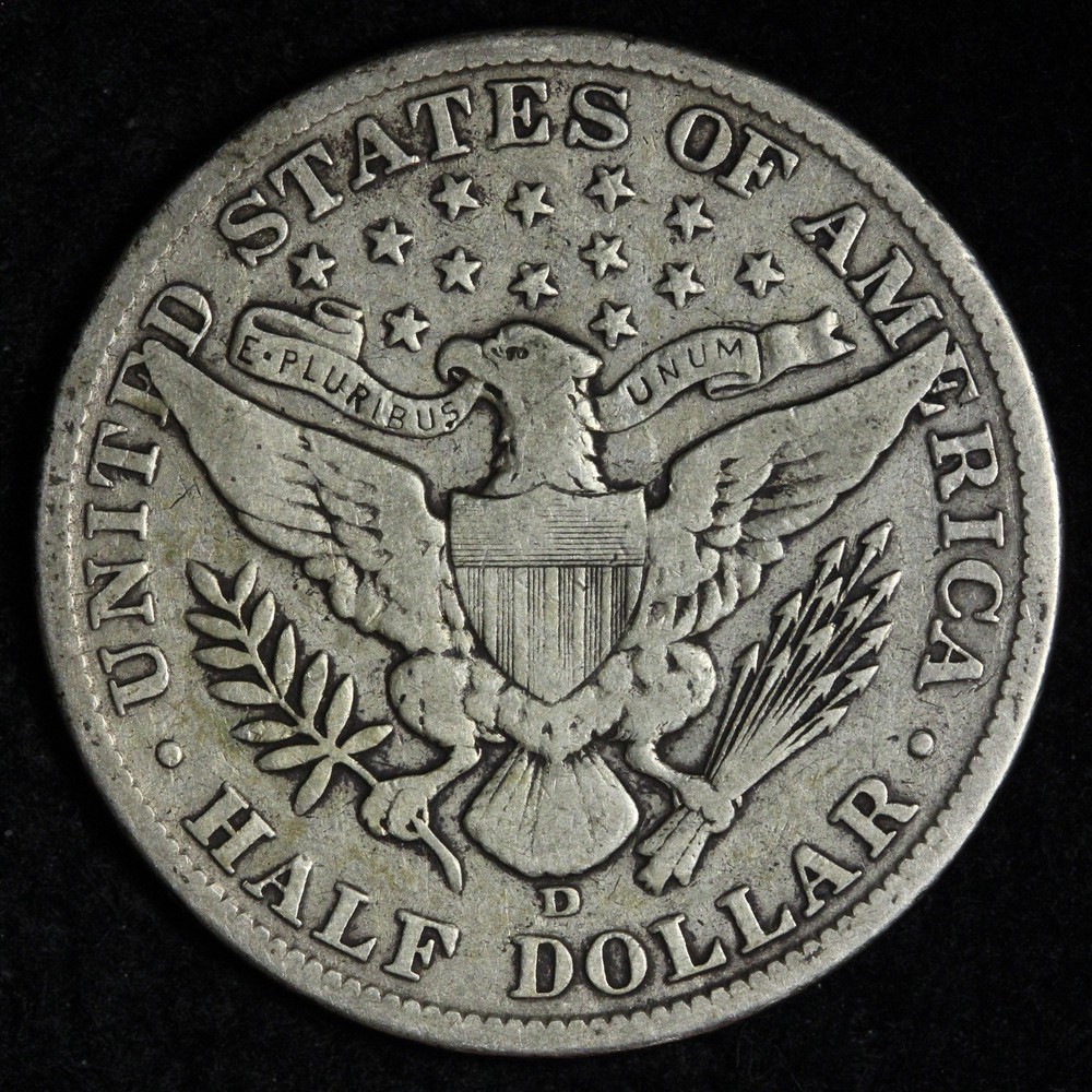 1912-D Barber Silver Half Dollar VF E387 UAHZ