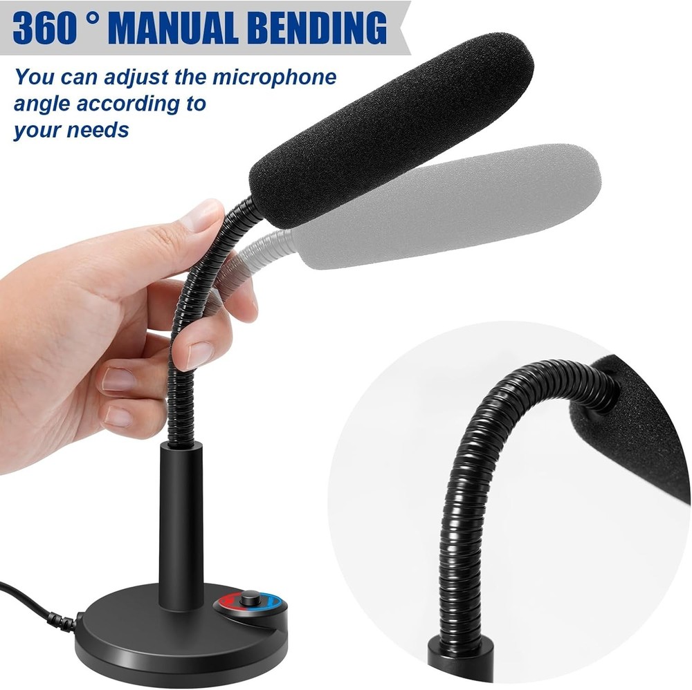 Unidirectional USB Microphone with Shock Mount & LED for Clear Audio Capture