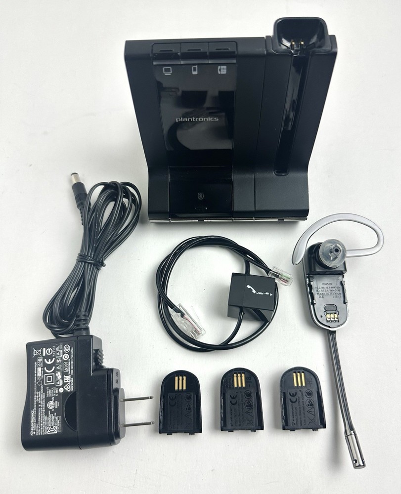 Plantronics WO2 Wireless DECT 6.0 Headset System, With 3 Batteries, ( TESTED )