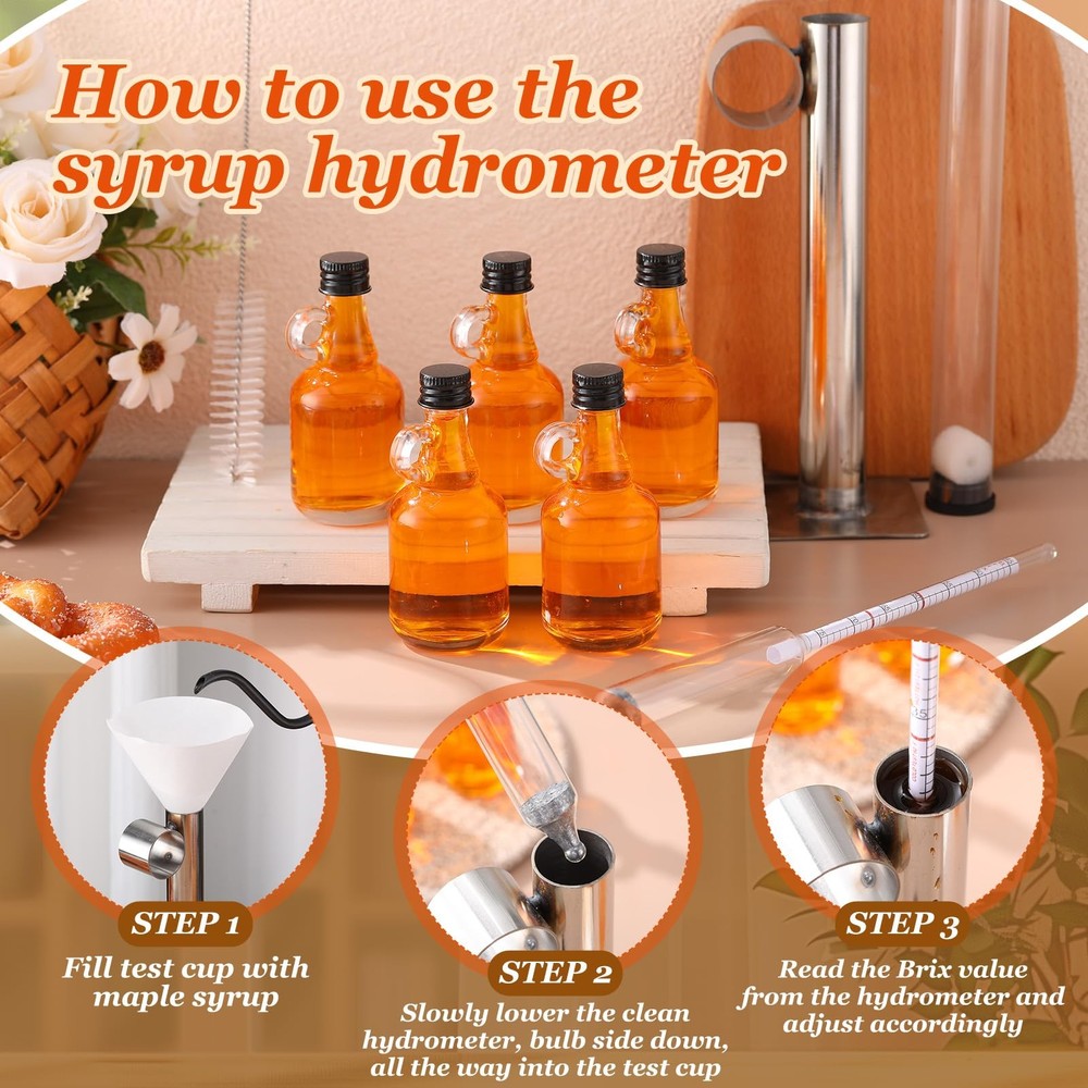 Maple Syrup Hydrometer Test Cup Kit Maple Syrup Density Kit Stainless Steel H...