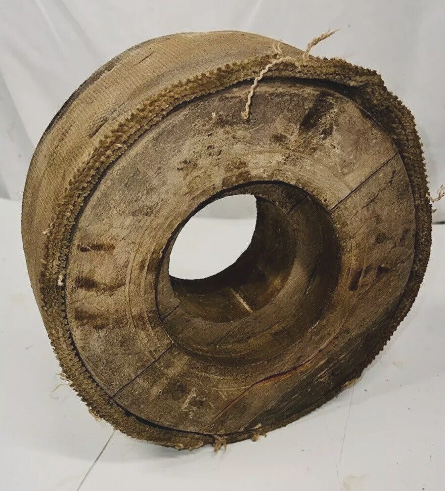 Wood Flat Belt Pulley Decorative Primitive Steampunk Mill 8.5" D