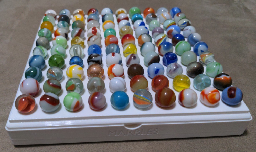 NO MARBLES - LARGE 100x 20mm Marbles Display Storage Sorting Tray Case