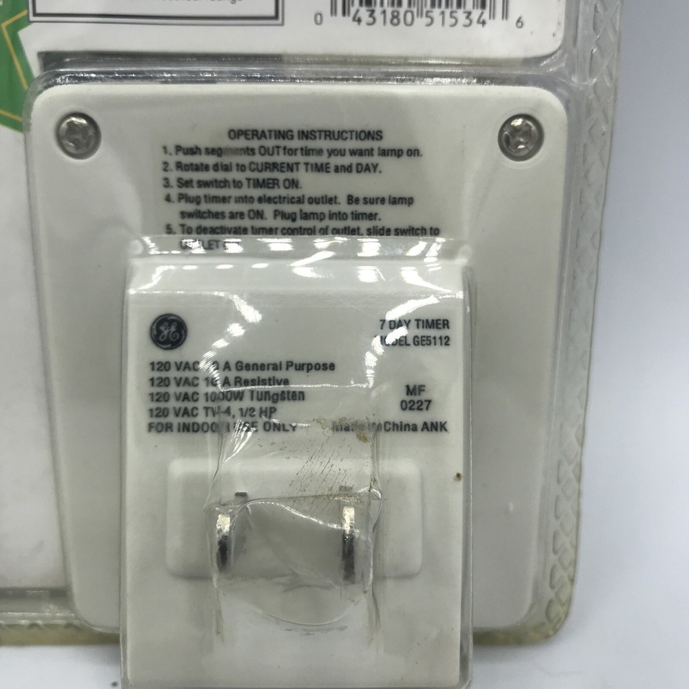 2 GE Security 7 Day Timer Programmable 13 Settings/Day & Vacation Pre-programmed