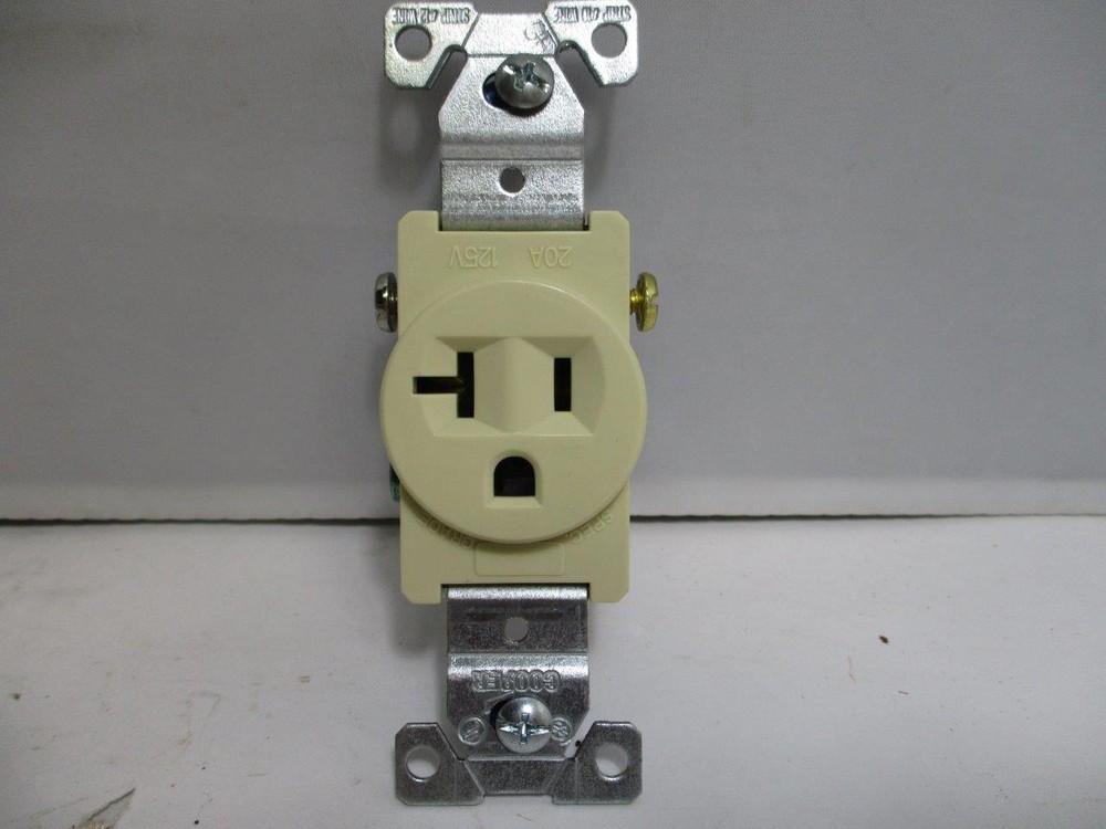 Cooper 1877V Ivory Single Receptacle 20A 125V
