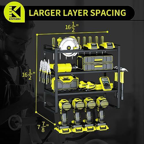 Power Tool Organizer,4 Layer Drill Holders Wall New 1 Pack Black-1Pack