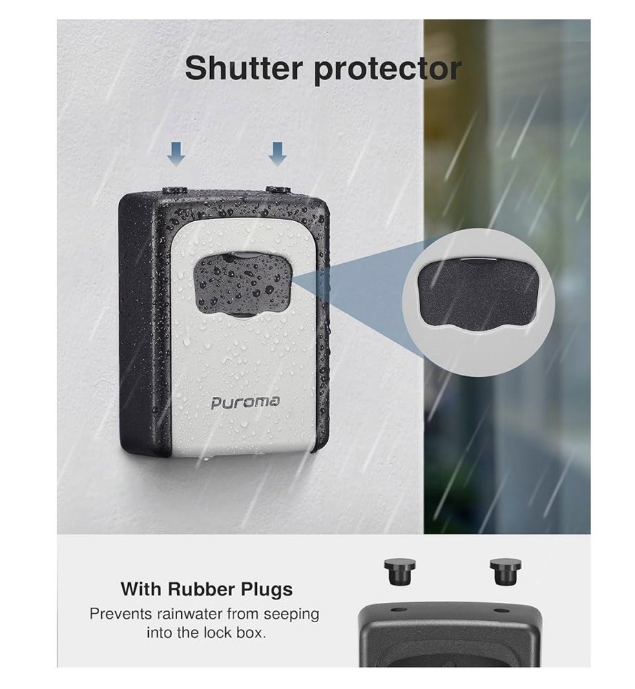 Puroma Lock Box, Resettable Combination Code, Portable Wall Mount, Grey Large