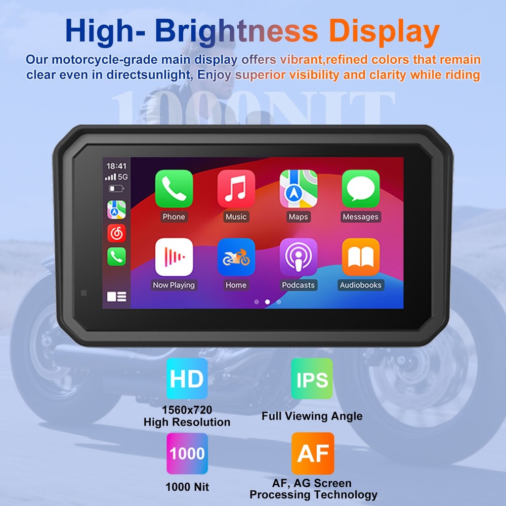 6" Motorcycle CarPlay GPS Navi for BMW, iOS/Android Native Protocol Support