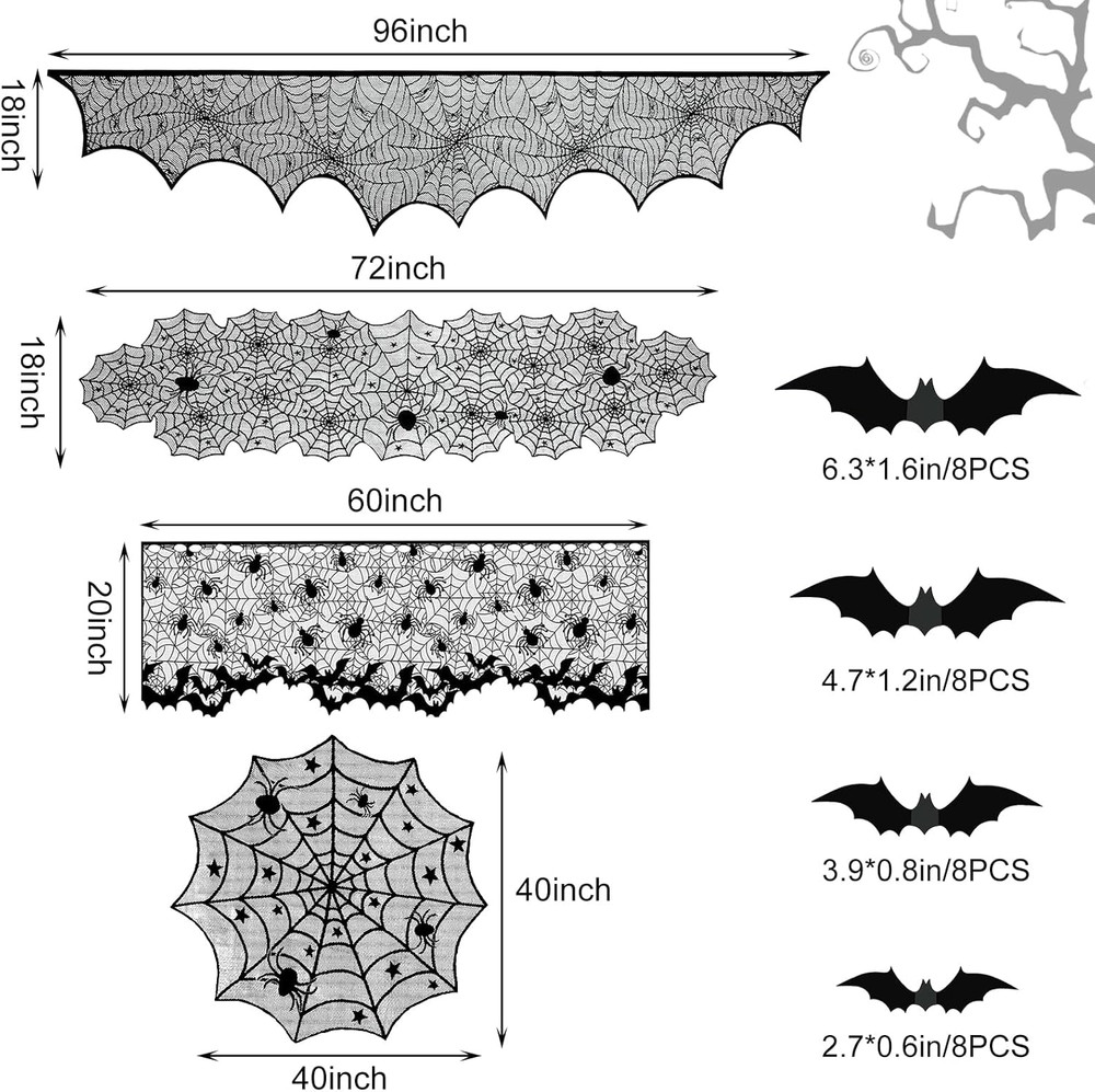 5Pack Halloween Decorations Indoor Halloween Spider Web Tablecloth