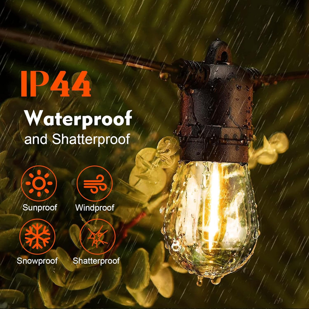 48 Pack Shatterproof LED Replacement Bulbs for Outdoor String Lights, S14 Edison