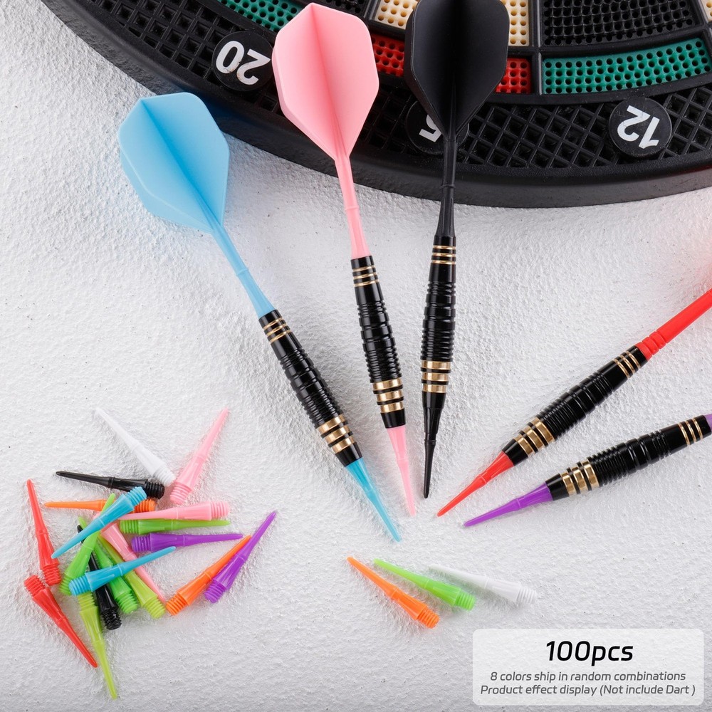 CyeeLife 2BA Thread Plastic Tip Dart Points, 8 Mixed Colors Plastic Replaceme...