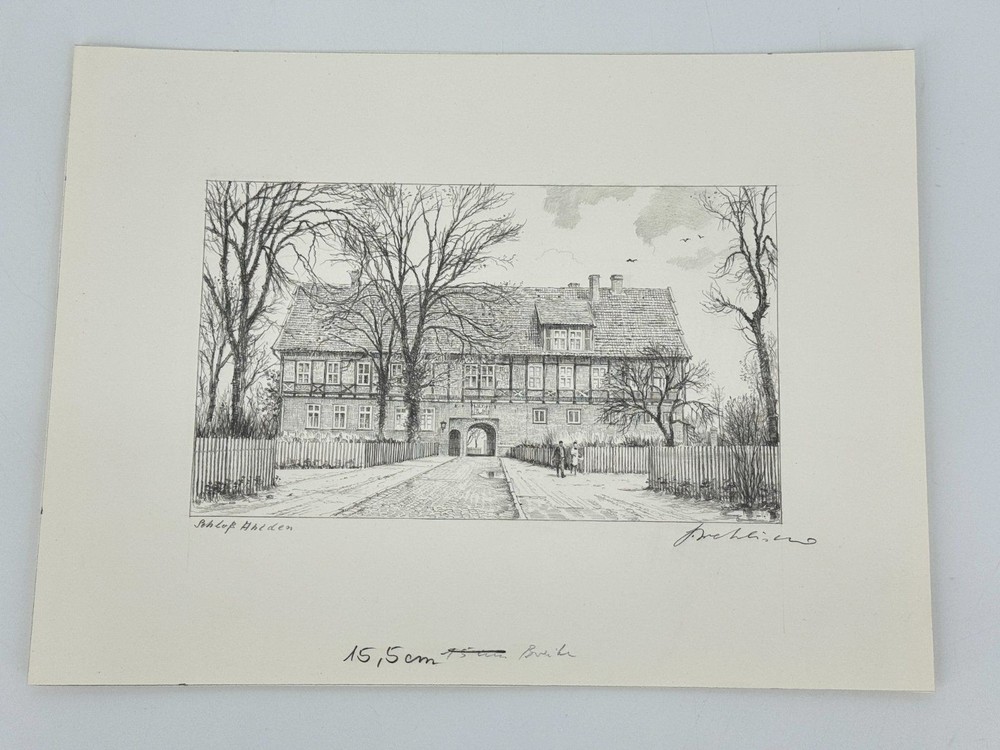* HEINZ WEHLISCH DRAWING CASTLE HLDEN VIEW SIGNED