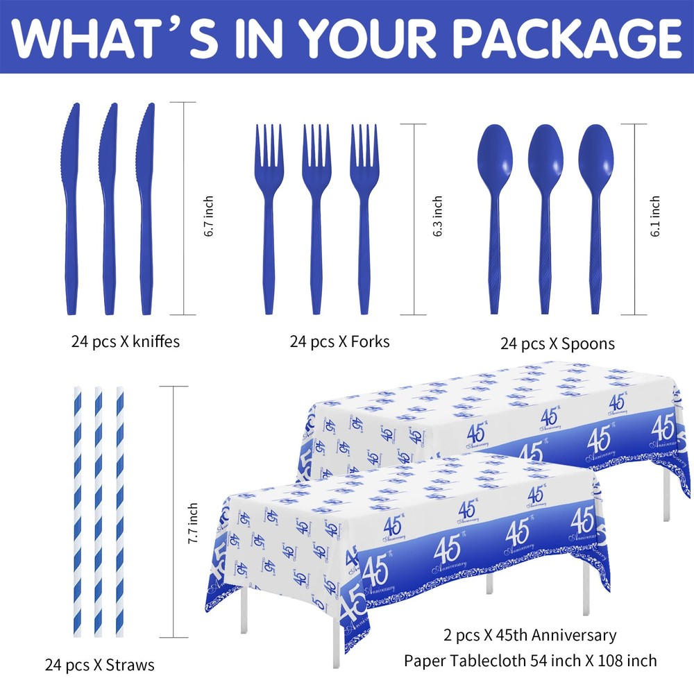APOWBLS 45th Anniversary Decorations Tableware - Blue Sapphire